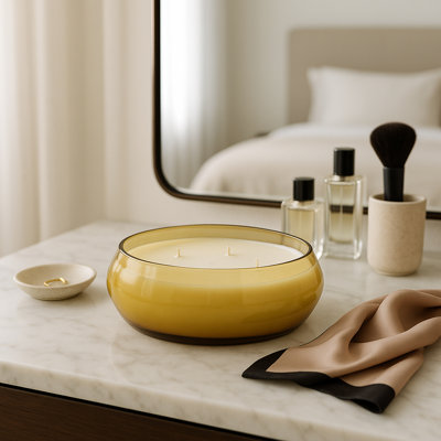 Glass Wax Decorative Candle Bowl With Modern Sculptural Design