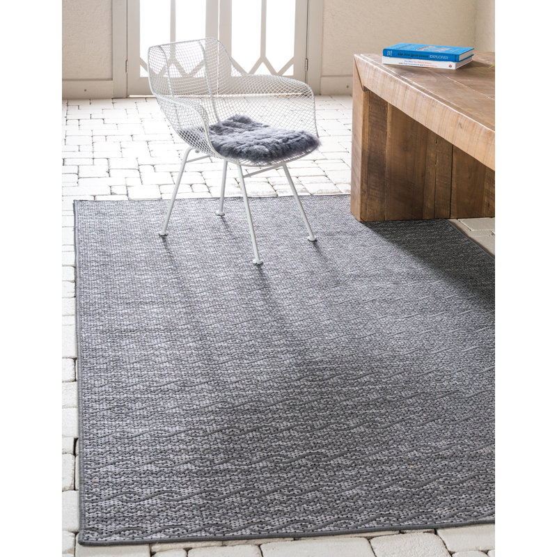 Tapis pour l'intérieur et l'extérieur à motif abstrait gris Snelling, Rectangle 8 pi x 11 pi 4 po, Gray