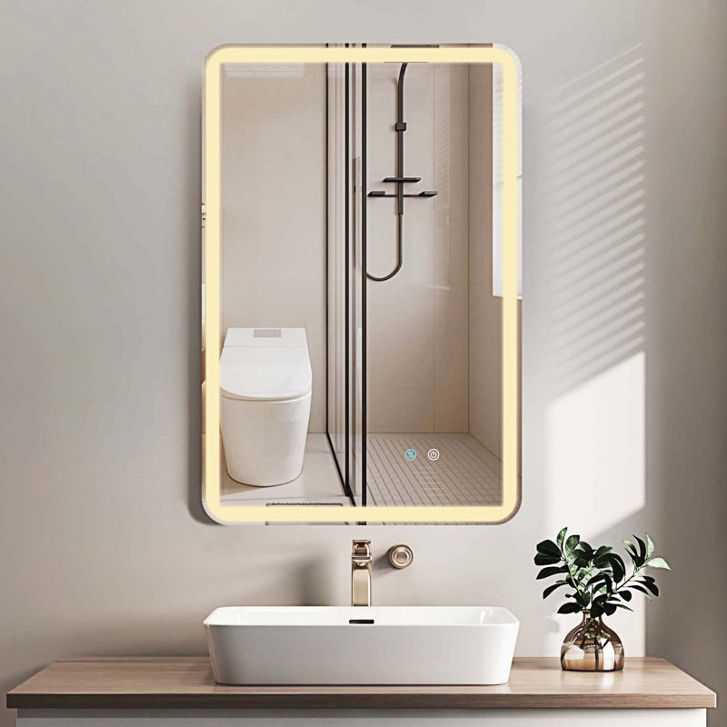 Miroir mural de salle de bain Kahle, Blanc, Rectangulaire, 40 po x 60 po