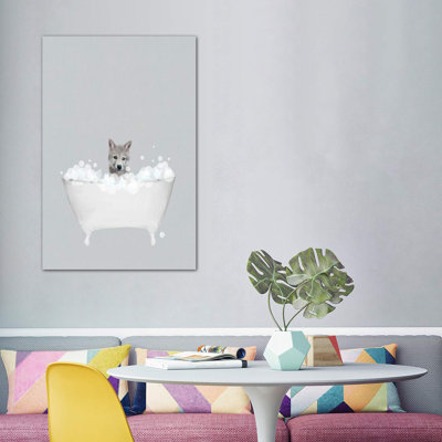 Wolf Blue Bath by Leah Straatsma - Wrapped Canvas Print