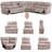 6-Piece Multifunctional Genuine Cowhide Leather Power Reclining Living Room Sectional Sofa Set With Bluetooth Speaker-379101003