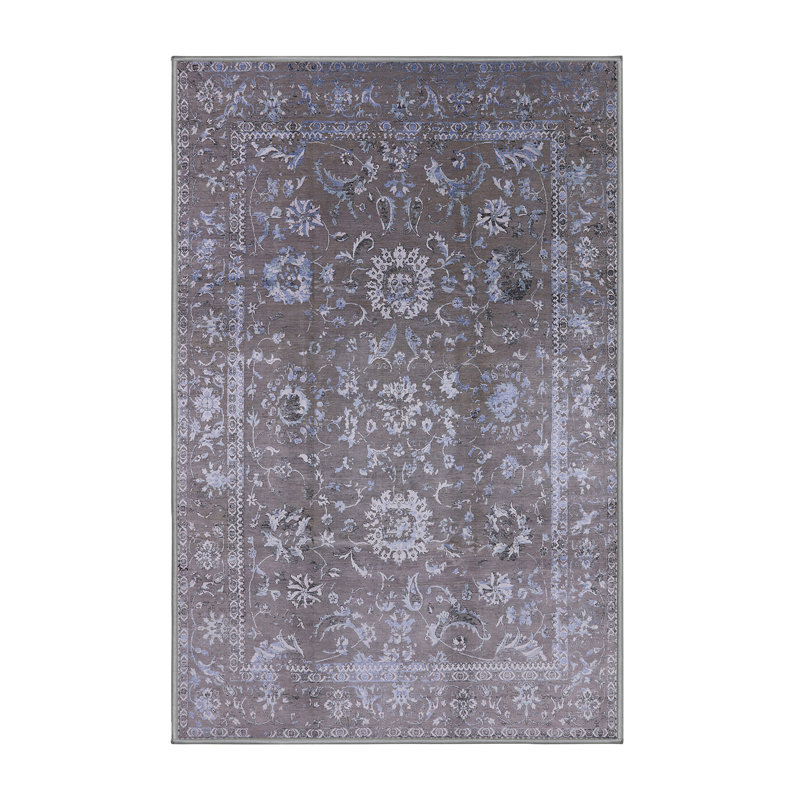 Tapis oriental gris / bleu Asdur, Rectangle 4 pi x 6 pi