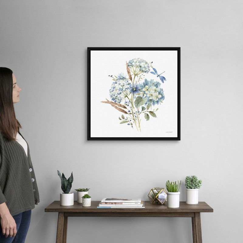 «Bohemian Blue 06 on White» par Lisa Audit - reproduction d'art, Toile avec cadre noir, H 26 po x l 26 po x P 1,75 po