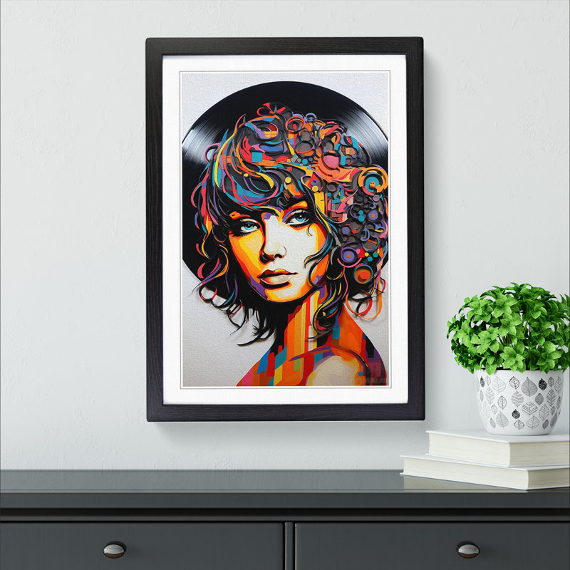 Vinyl Record Pop - Single Picture Frame Print on Wood, Black Framed, 64cm H x 46cm W