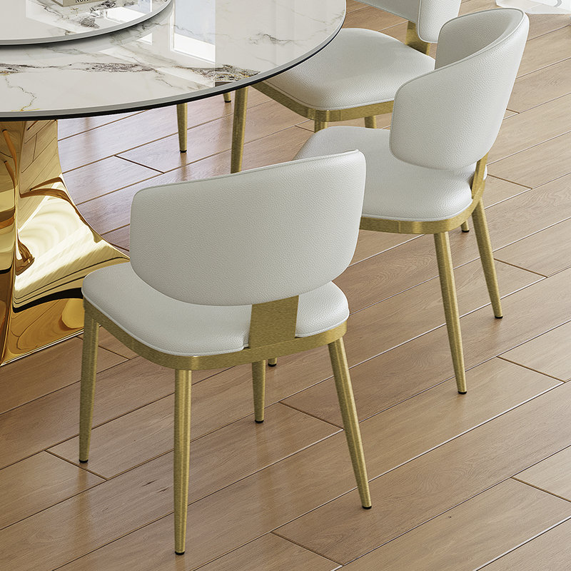 Ensemble de table de salle à manger ronde avec base en acier inoxydable et 8 chaises rembourrées, 9 pièces : table, 8 chaises