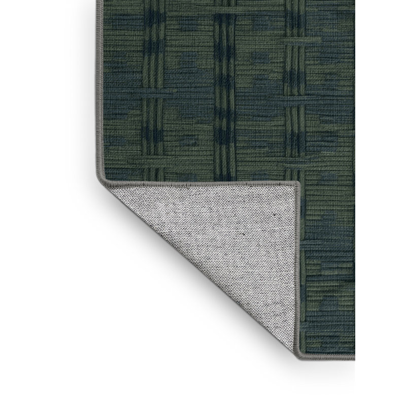 Tapis gris en treillis lavable à la machine, Rond 3 pi