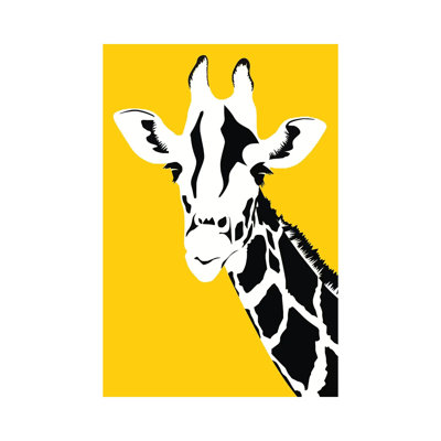 Girafe sur fond jaune - Toile tendue