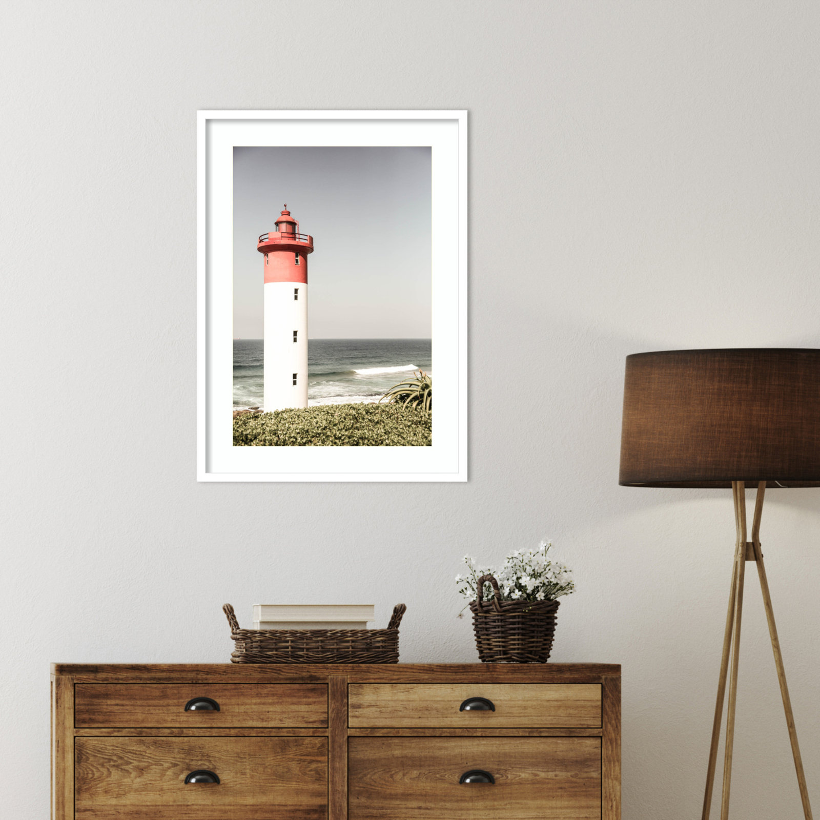 Daisey "Oyster Box Lighthouse" Print, White, 33" H x 24" W