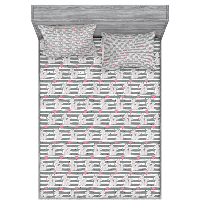 Microfiber Striped Sheet Set, Queen Sheet Set with Fitted Sheet