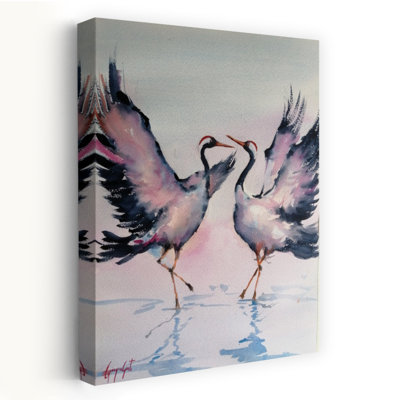 Art mural contemporain oiseau à tête noire