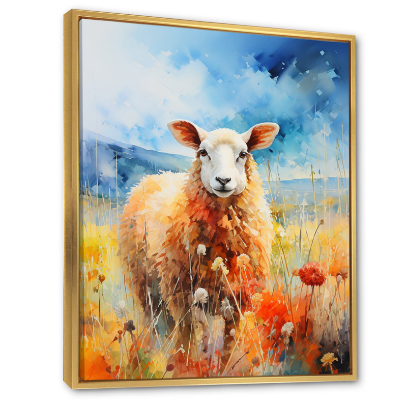 «Abstract Sheep Grazing I», reproduction d'art sur toile, H 20 po x l 12 po x P 1 po, Cadre flottant doré