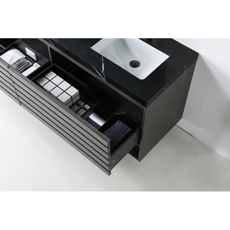 Matera 72" W Double Vanity, Black, Charcoal