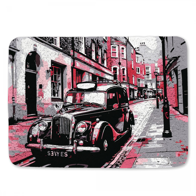 Tapis de salle de bain voiture rétro, L 34 po x l 21 po