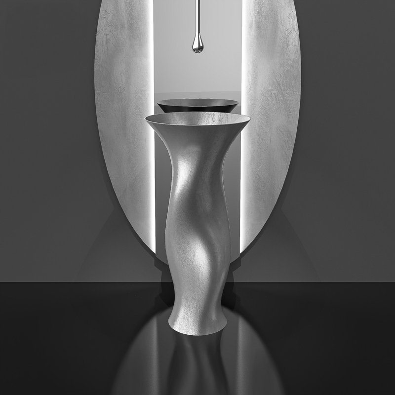 Delfo 17.7'' L Bathroom Sink, Silver Leaf