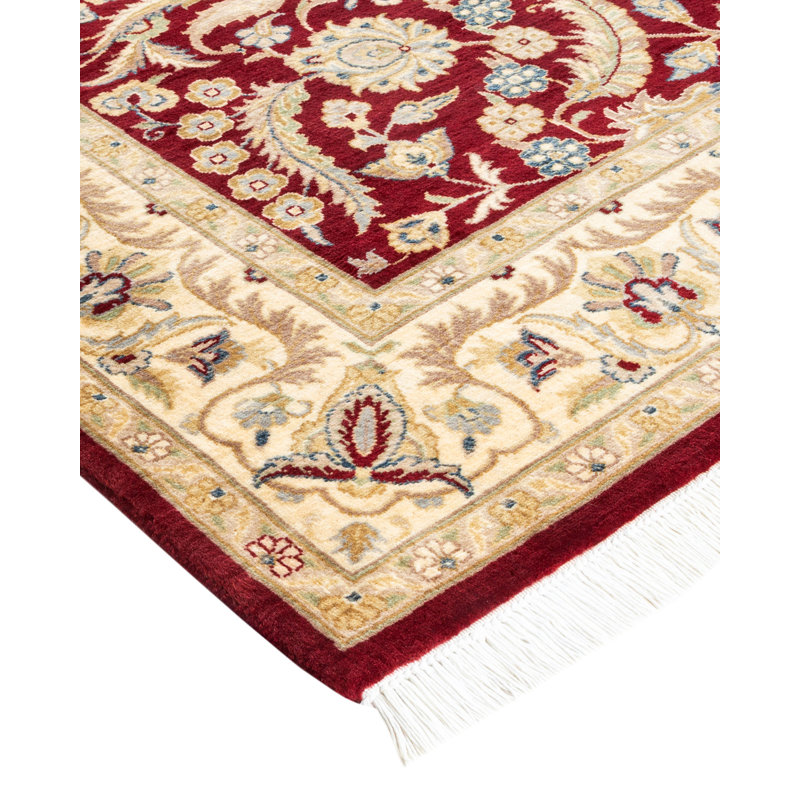 Handmade Red Wool 4' x 6' Oriental Area Rug