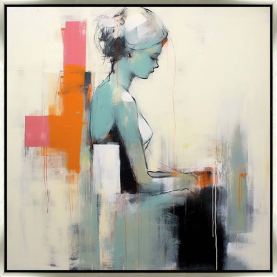 Colorful Abstract Color Block Girl 7 - Framed
