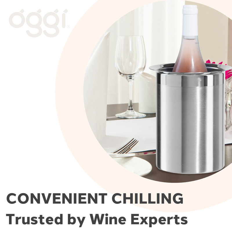 Stainless Steel Iceless Wine Chiller with Removable Inserts