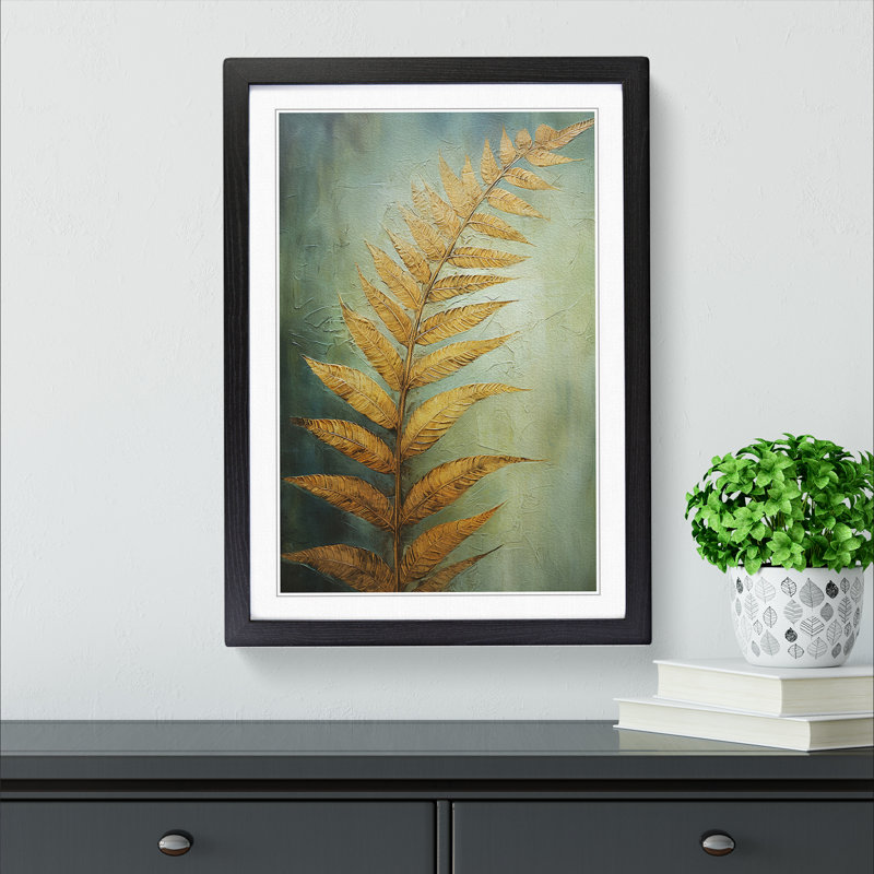 Fern Leaf Contemporary - Framed Print, Black Framed, 64cm H x 46cm W