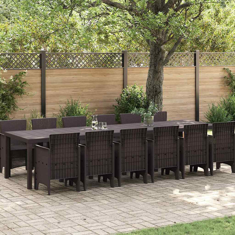 vidaXL Garden Dining Set 13 pcs Brown Polt rattan, Brown