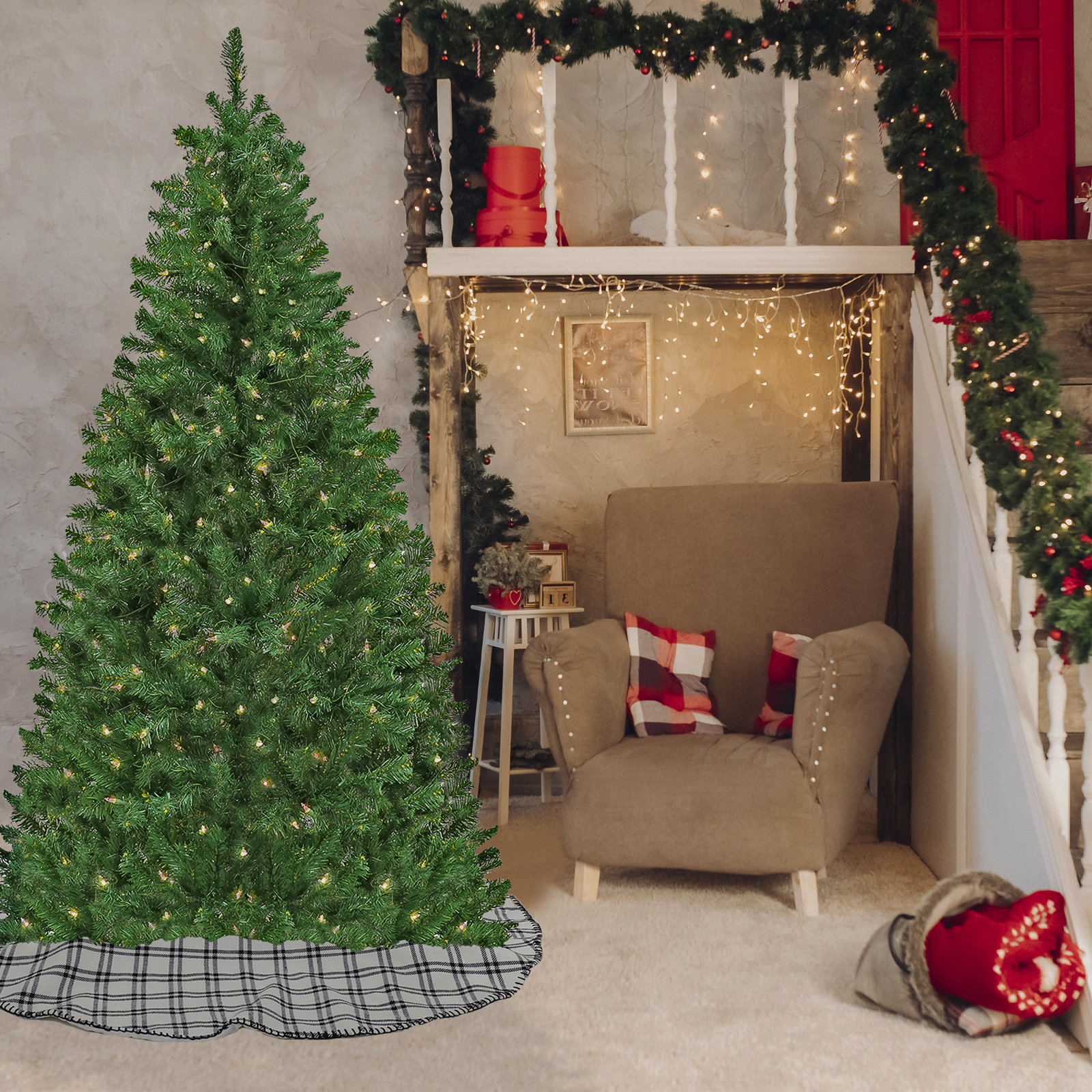 Pre-Lit Fir Christmas Tree, 90" H