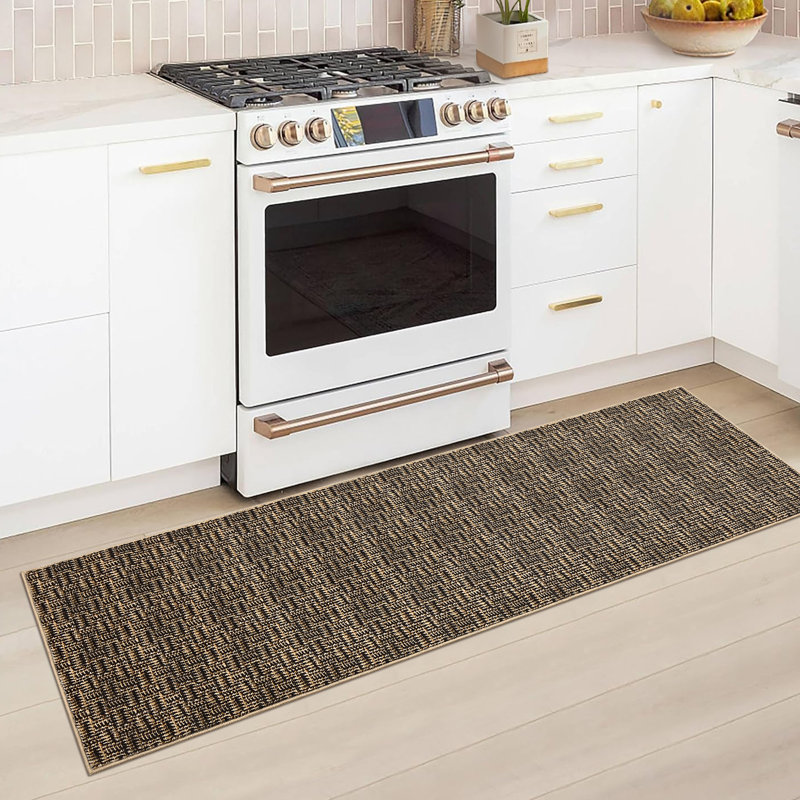 Washable Rug Imitation Braided Print Area Rug Non Slip Large Rug for Living Room Solid Printed Textured Rug Farmhouse Carpet Rug for Bedroom Dining Room