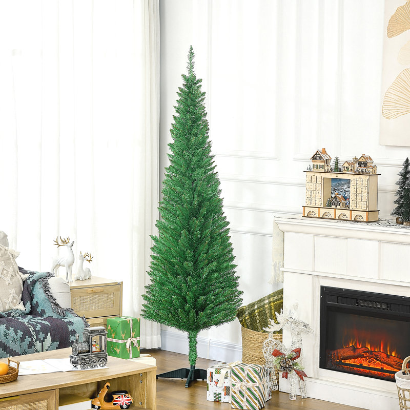 Arbre de Noël artificiel 6 pi avec arbre de Noël mince 6 pi avec 390 branches réalistes et support en plastique