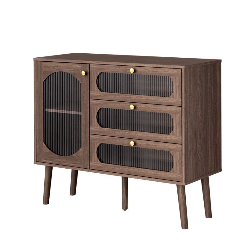  39.5“ Modern Sideboard With Glass Doors