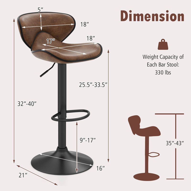 Costway Swivel Upholstered Adjustable Height Counter Stool with Metal Frame, 4