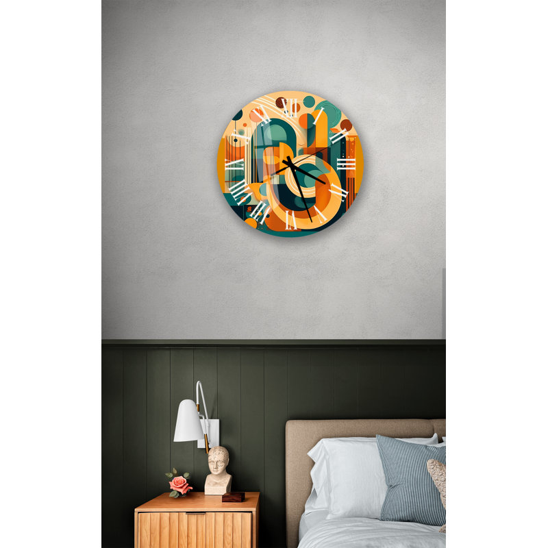 Horloge murale en verre trempé Mid-Century, Blanc