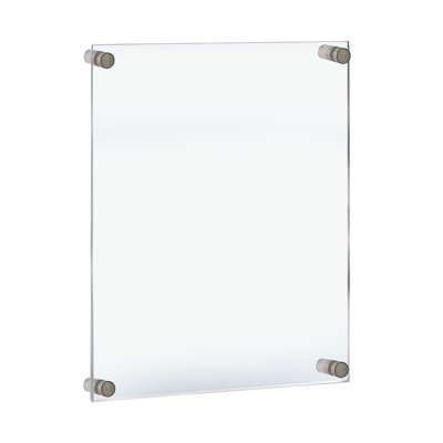 Floating Acrylic Wall Frame with Silver Stand Off Caps: 18" x 24" Graphic Size, Overall Frame Size: 22" x 28"