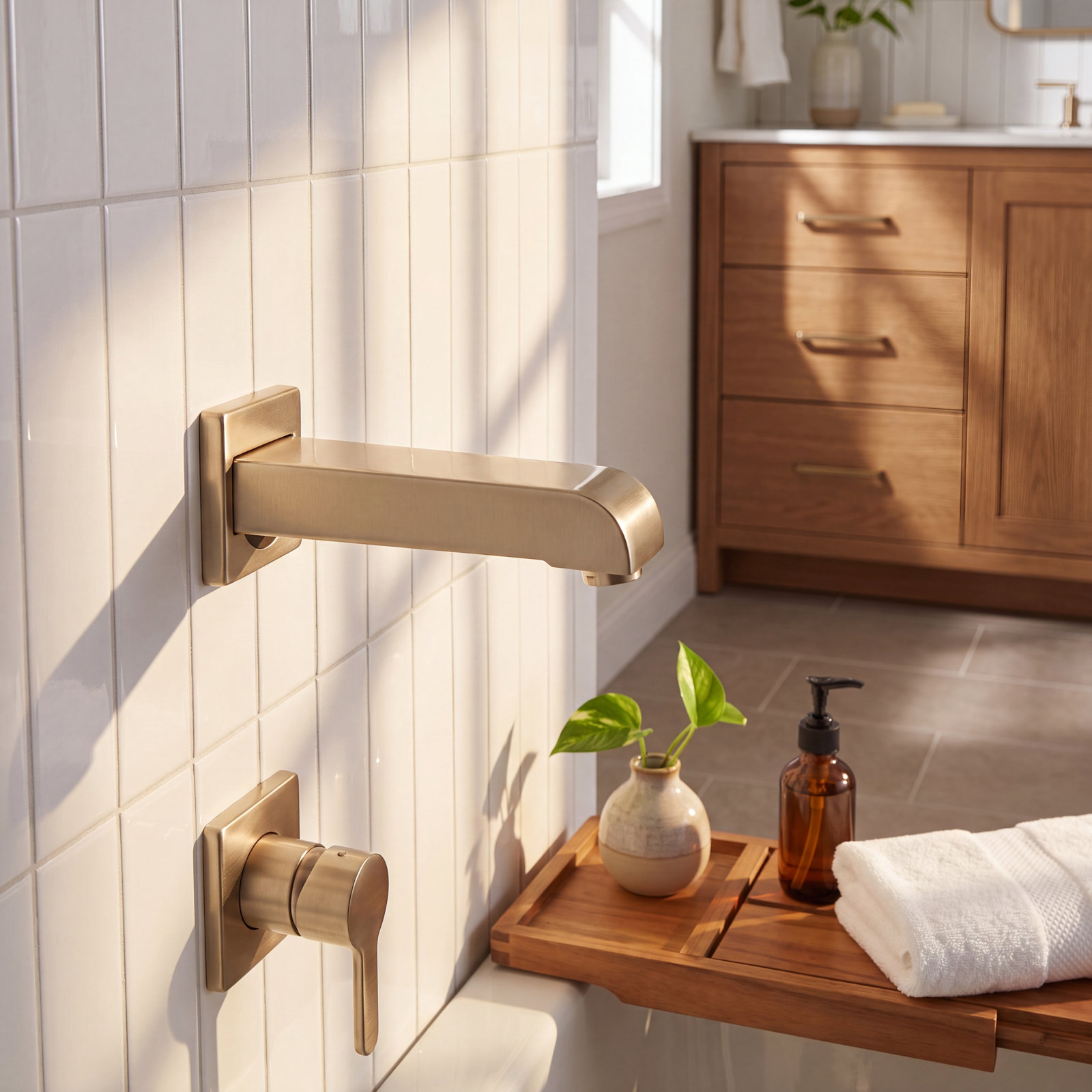 Vero Wall-Mounted Tub Spout, Brilliance Champagne Bronze