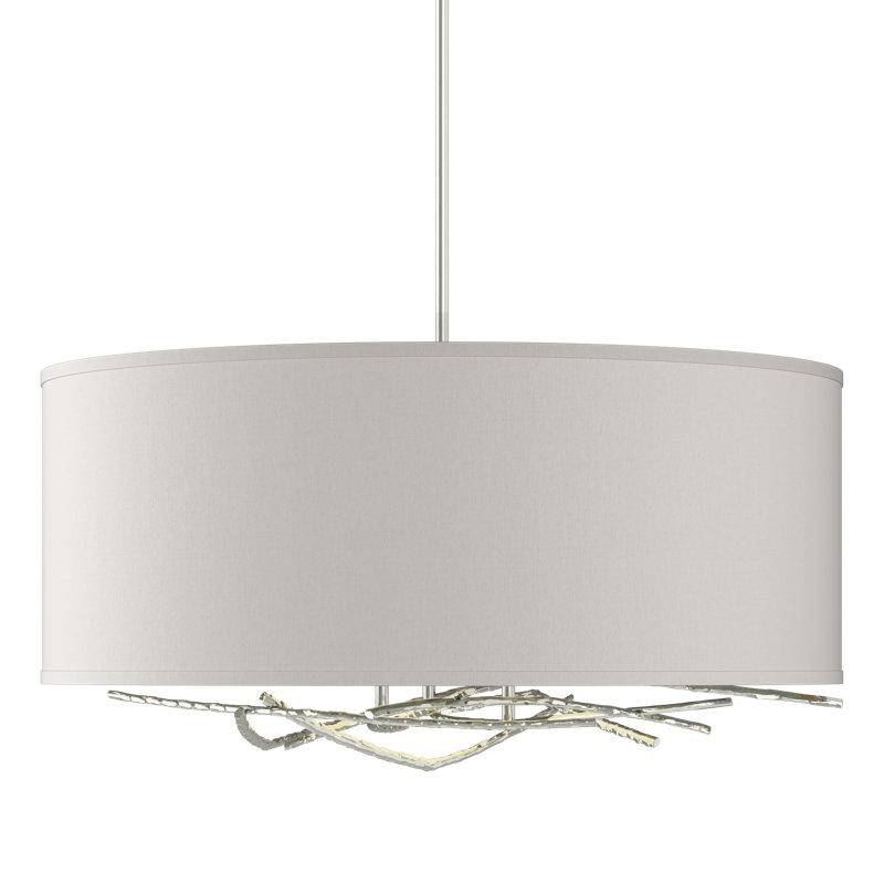 Brindille 3 - Light Drum Chandelier, Flax, Sterling, 21.4" - 66.4"