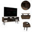 Meuble télé pour téléviseur 60 po, quatre pieds, trois tablettes ouvertes