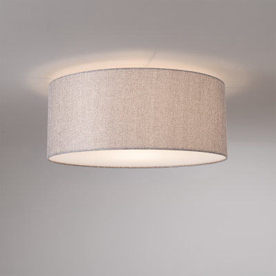 Plafonnier encastré extensible, abat-jour en lin gris cachemire, nickel satiné
