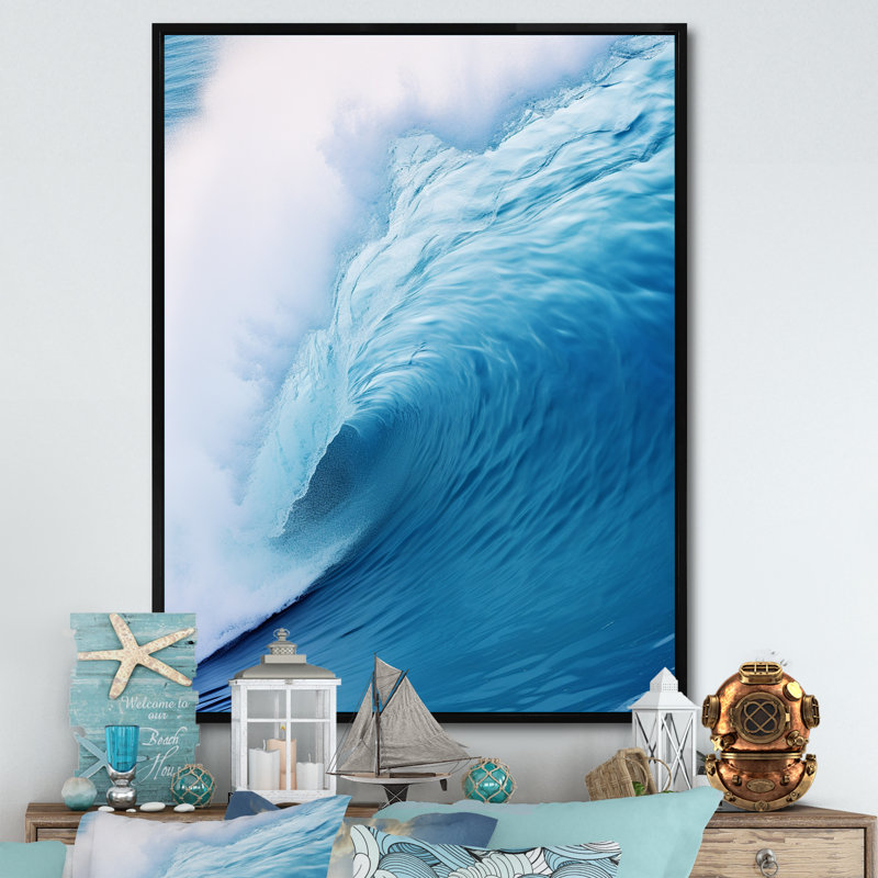 «Blue Wave Blue Wonder» sur toile, Cadre flottant noir, H 20 po x l 12 po x P 1 po