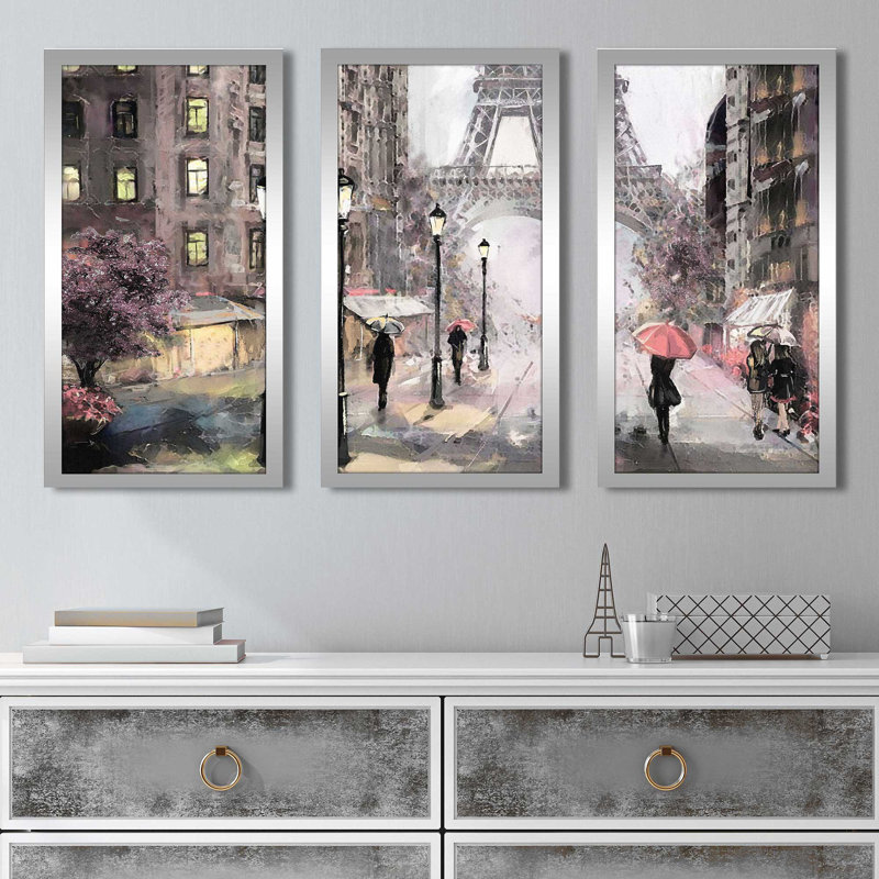 "Paris Streets II", reproduction sur acrylique 3 pièces, H 33,5 po x l 52,5 po x P 1 po