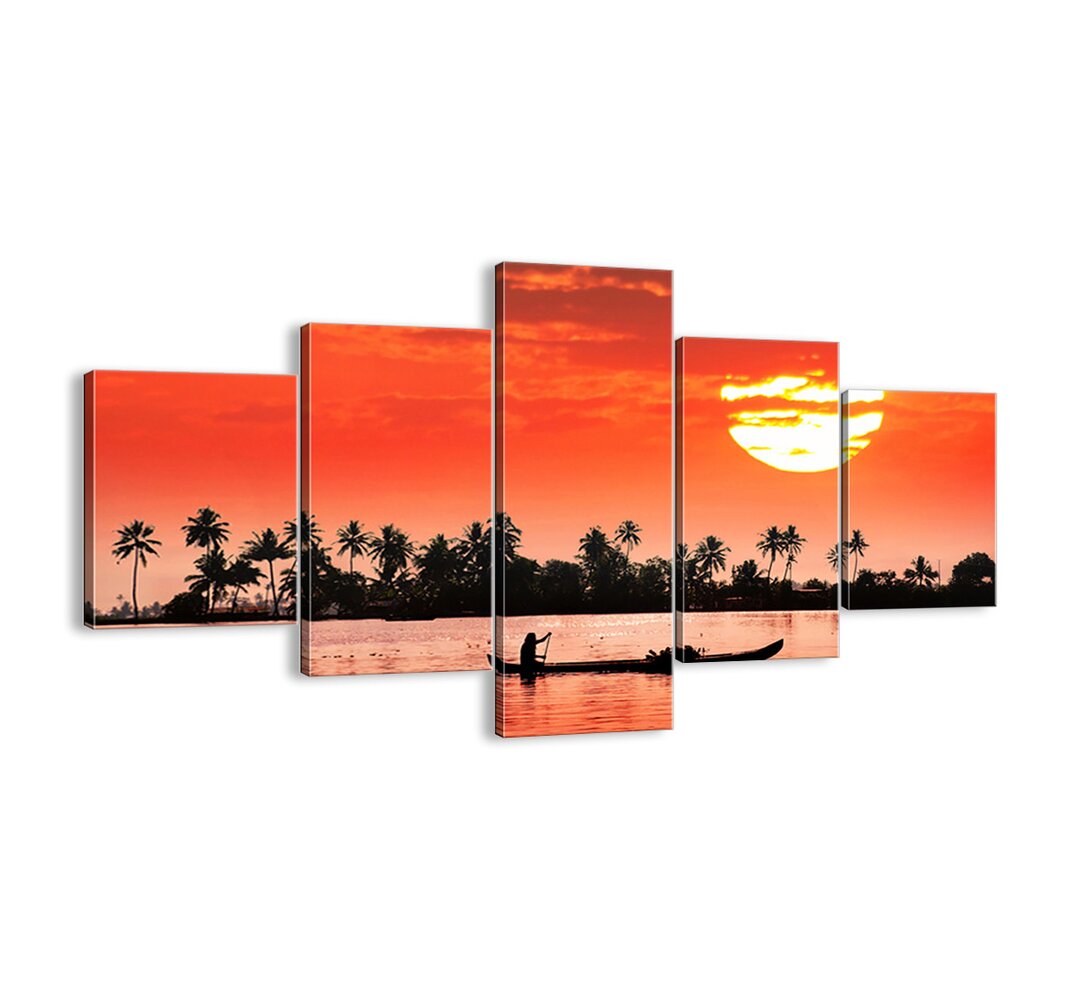 5-tlg. Leinwandbilder-Set - Fotografie „Calm the Tropics at Sunset”