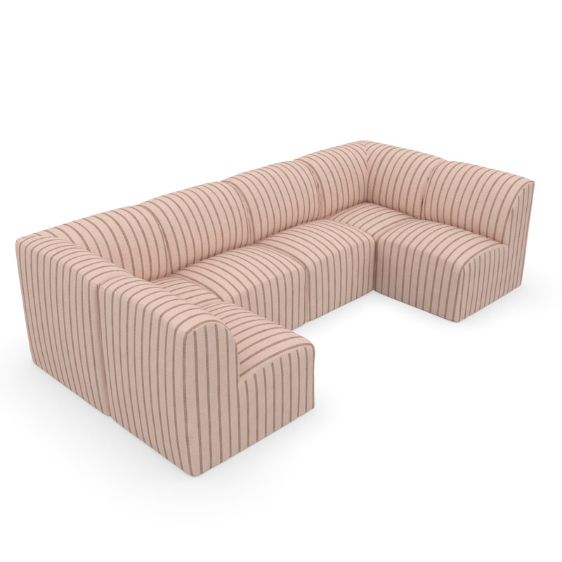 Fleener 124" Sunbrella® Outdoor U Sectional, Pink Striped Sunbrella®