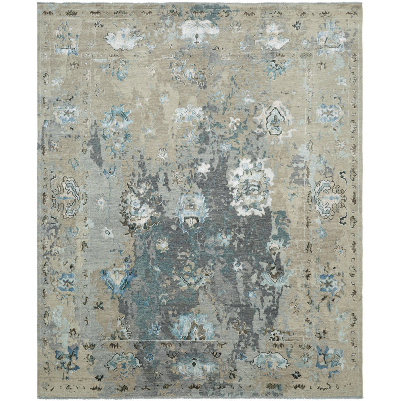 Illusion Weave Hand Knotted Abstract Area Rug, Rectangle 10' x 14'