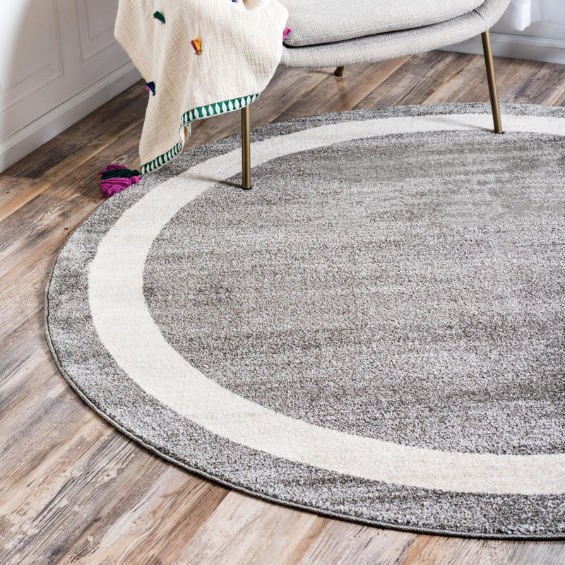 Tapis abstrait gris Islas, Rond 7 pi 10 po