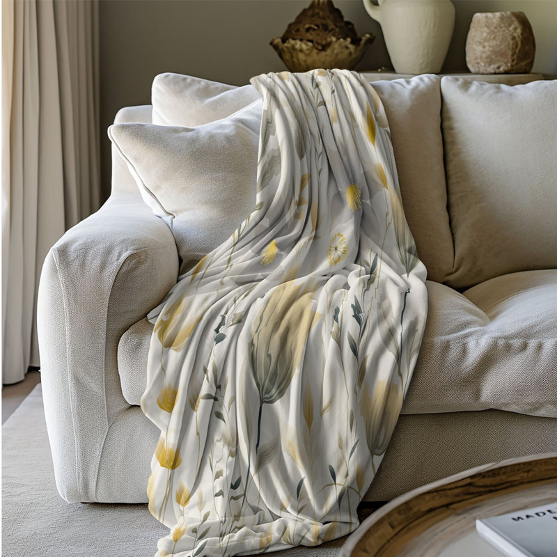 Soft Botanicals - Couverture sherpa de qualité supérieure 1 pièce, Lit simple