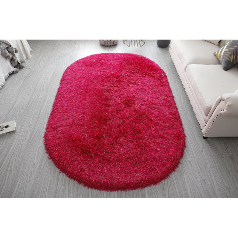 Tapis rose à poils longs Castlebourne, Oval 5' x 7'