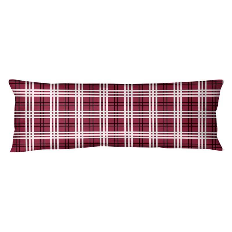 Polyester Medium Pillow, Red/Black/White, Plush Fleece