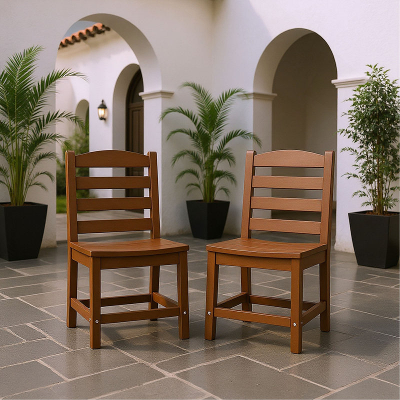 Chaises d'extérieur sans accoudoirs - Ensemble de 2 matériaux en PEHD, Brun