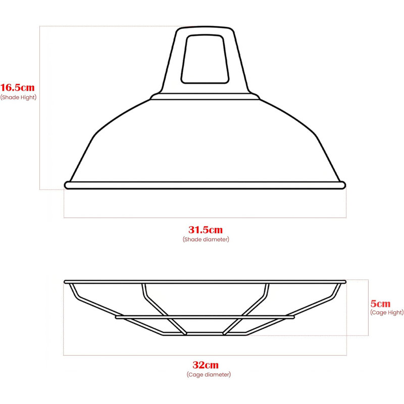 21.5cm H Metal Bowl Lamp Shade, Red