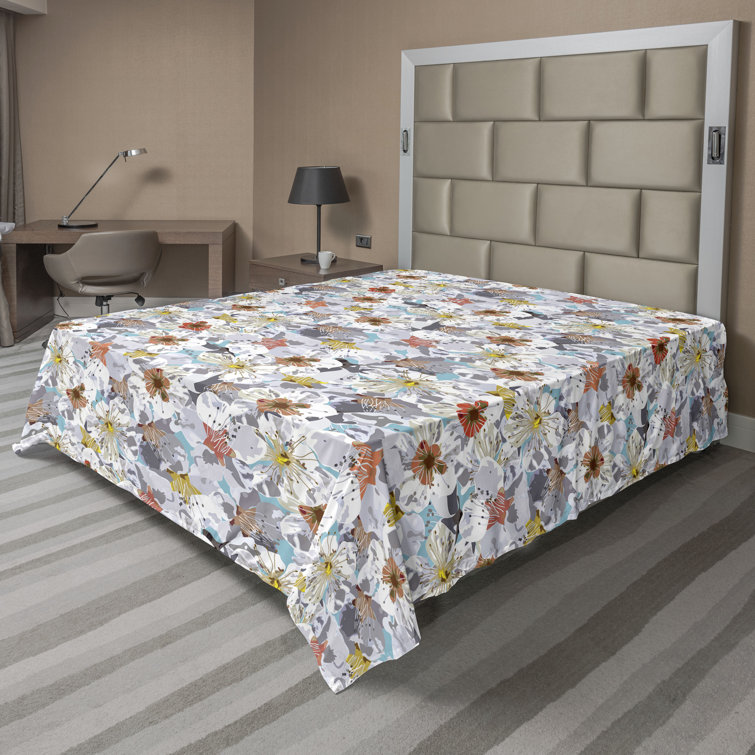 Drap plat à motif floral bohème Ambesonne