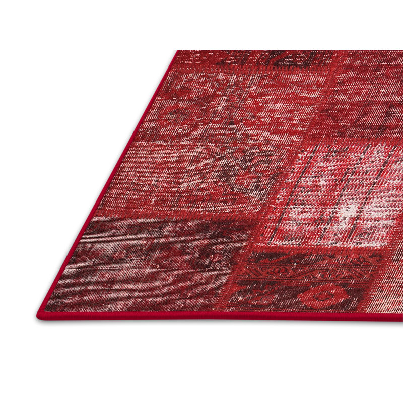 Tapis rouge / brun Patchwork, Rectangle 5 pi x 8 pi