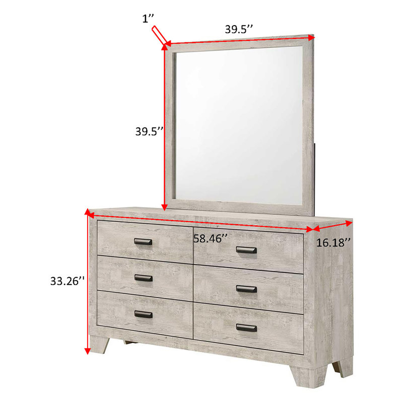 Ensemble de chambre à coucher à panneau moderne avec finition gris clair, 5 pièces, King