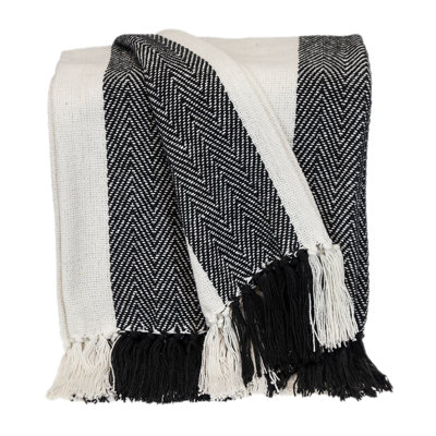 Transitional Stripe Black Rectangle 60" x 50" Throw