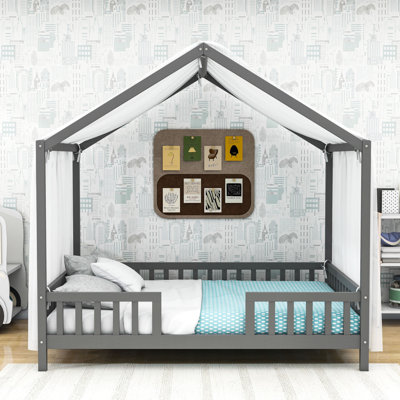 Lit plateforme en bois avec rampes Montessori